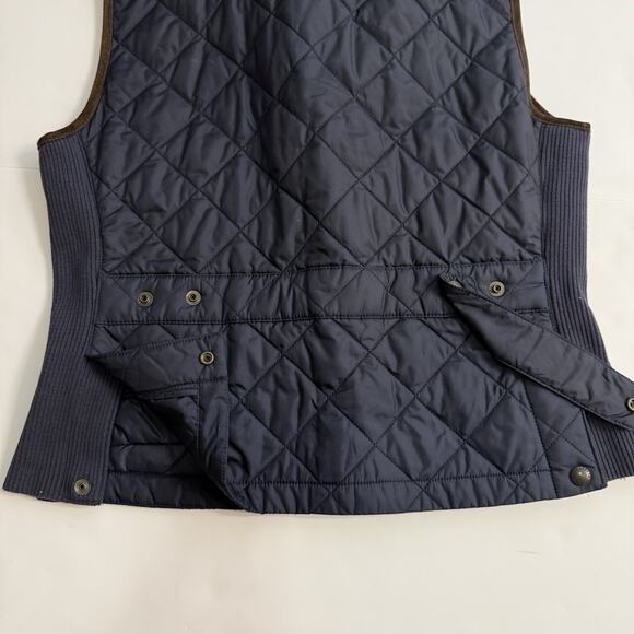 Ralph Lauren Equestrian Vest Women's Size Large Calf Suede Quilted Crest Navy - Picture 6 of 10